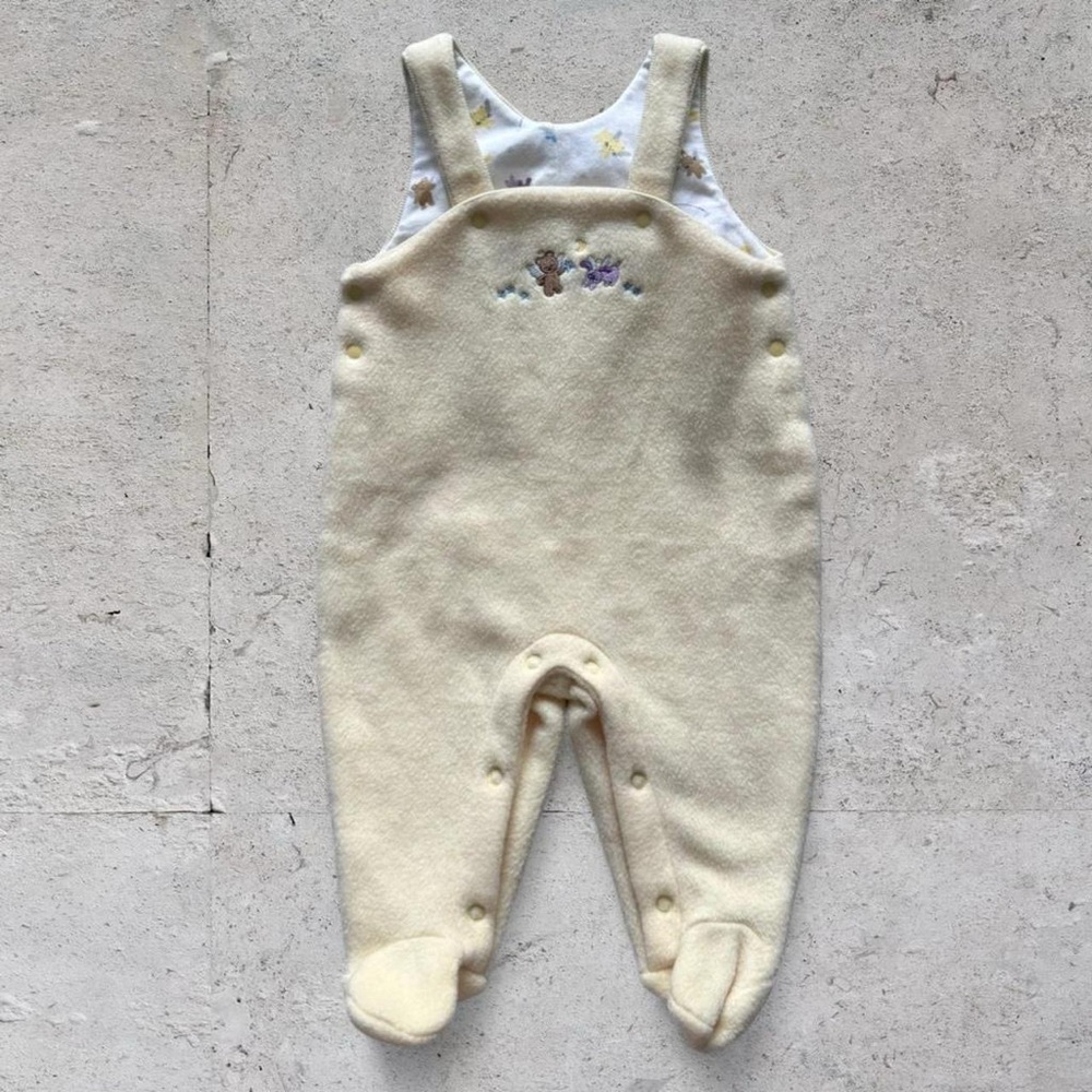 vtg miniwear classics pastel yellow footed overalls